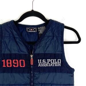 1890 US Polo Association Puffer Vest School Play Outerwear Layer Kids Sz 7 Navy